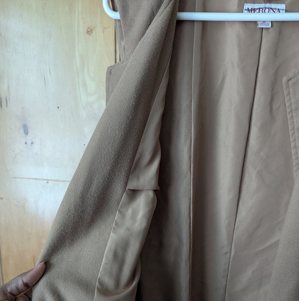 meroma women's long dressy vest color tan - Picture 5 of 10